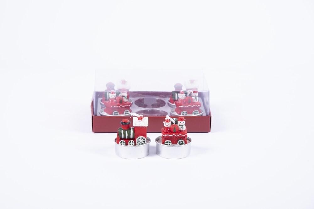 Set 6 Candeline Trenino Rosso Candele Natalizie Garden Team