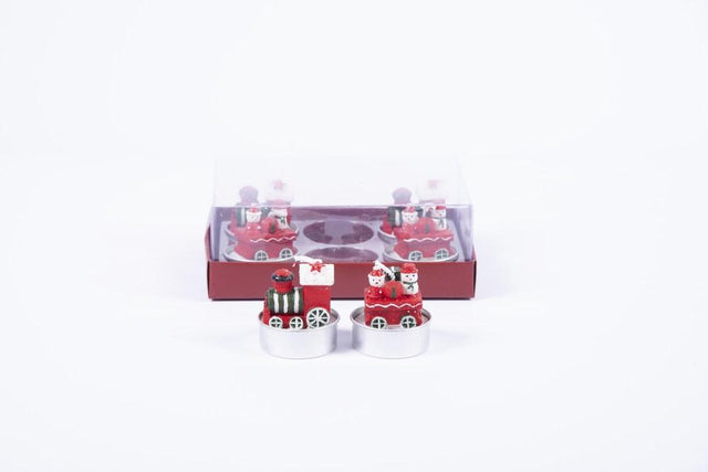 Set 6 Candeline Trenino Rosso Candele Natalizie Garden Team