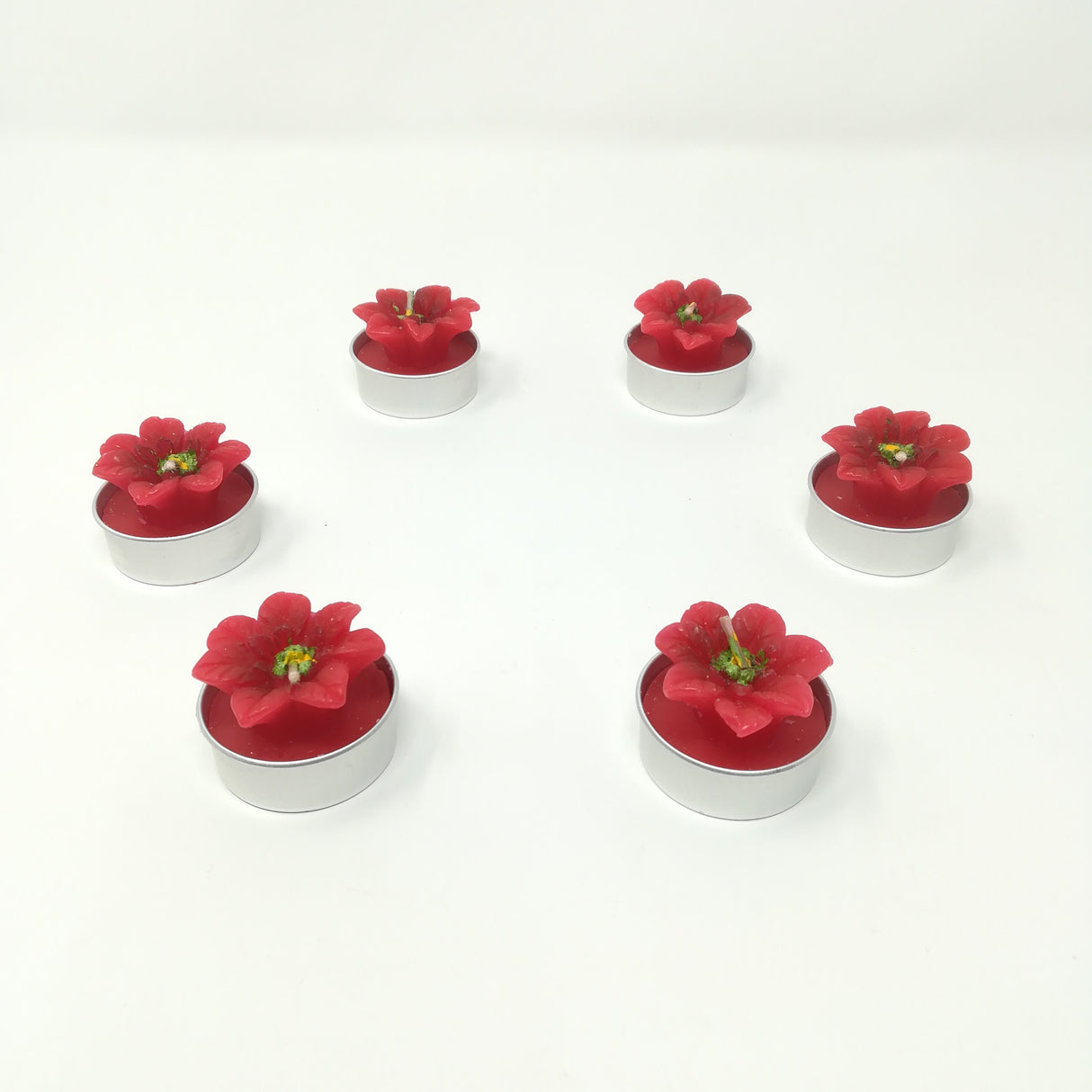 Set 6 Tealight Stella Di Natale Rossa Candele Natalizie Decorate Garden Team