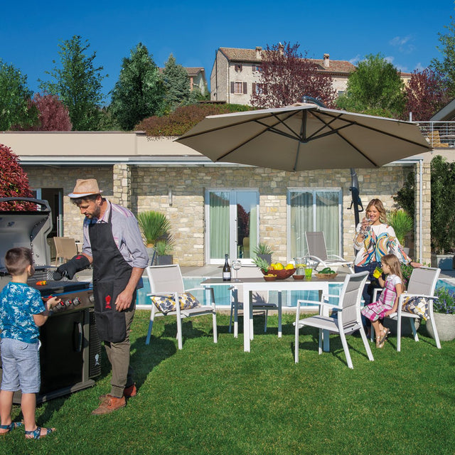 SET PRANZO NORDIC ALLUMINIO BIANCO E VETRO PICCOLO set da pranzo da giardino Garden Team
