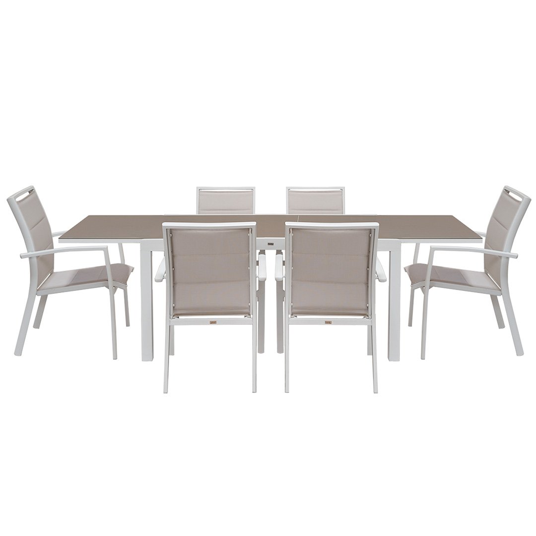 SET PRANZO NORDIC IN ALLUMINIO BIANCO E VETRO set da pranzo da giardino Garden Team