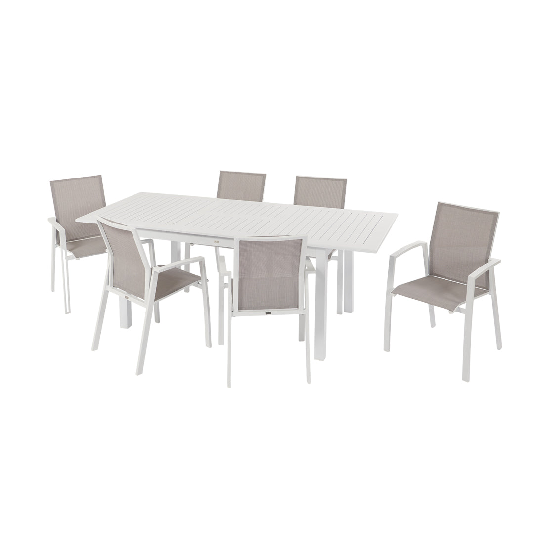 Twist - Set pranzo da giardino bianco 6/8 posti