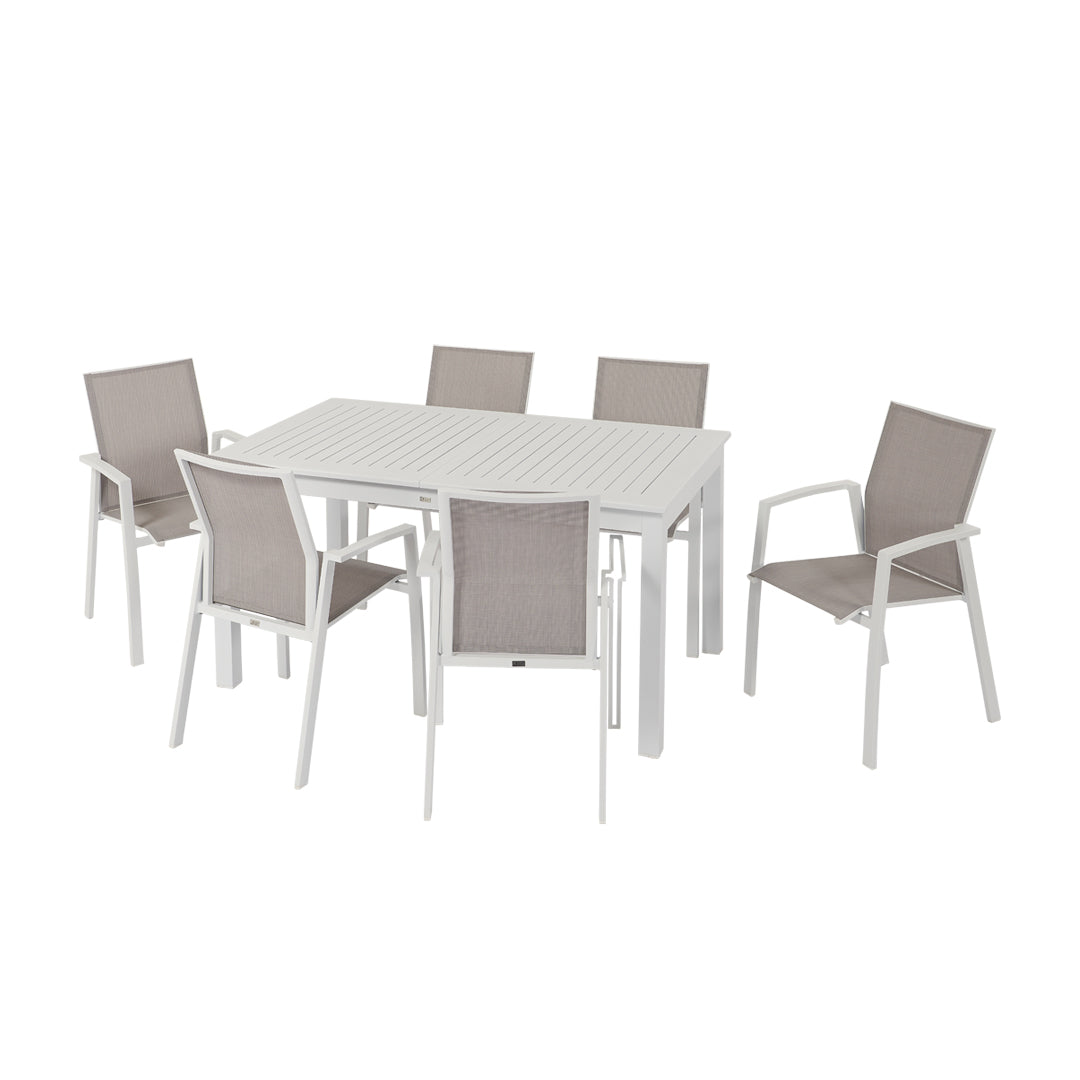 Twist - Set pranzo da giardino bianco 6/8 posti