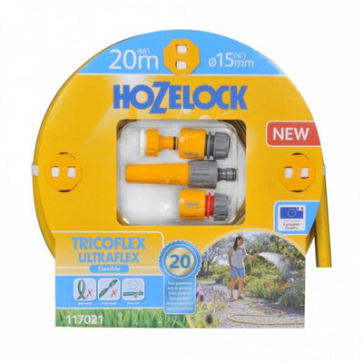 SET TUBO TRICLOFLEX 15MMX20M CON RACCORDO E LANCIA Irrigazione Manuale Hozelock