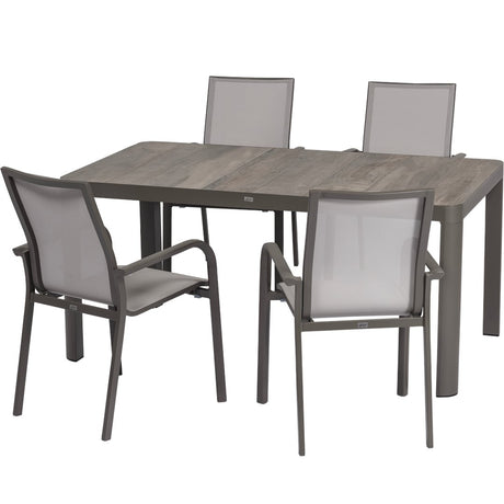 SET PRANZO STONE CON TAVOLO FISSO IN ALLUMINIO E TEXTILENE set da pranzo da giardino Garden Team