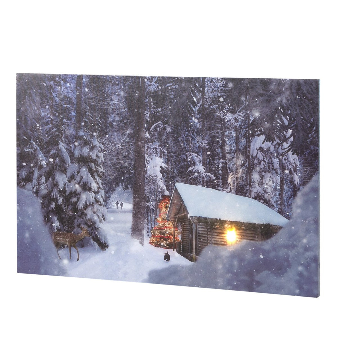 Tela Luminosa 1 LED 40 Fibre Ottiche 60x40 Baita Innevata Quadro a led Garden Team