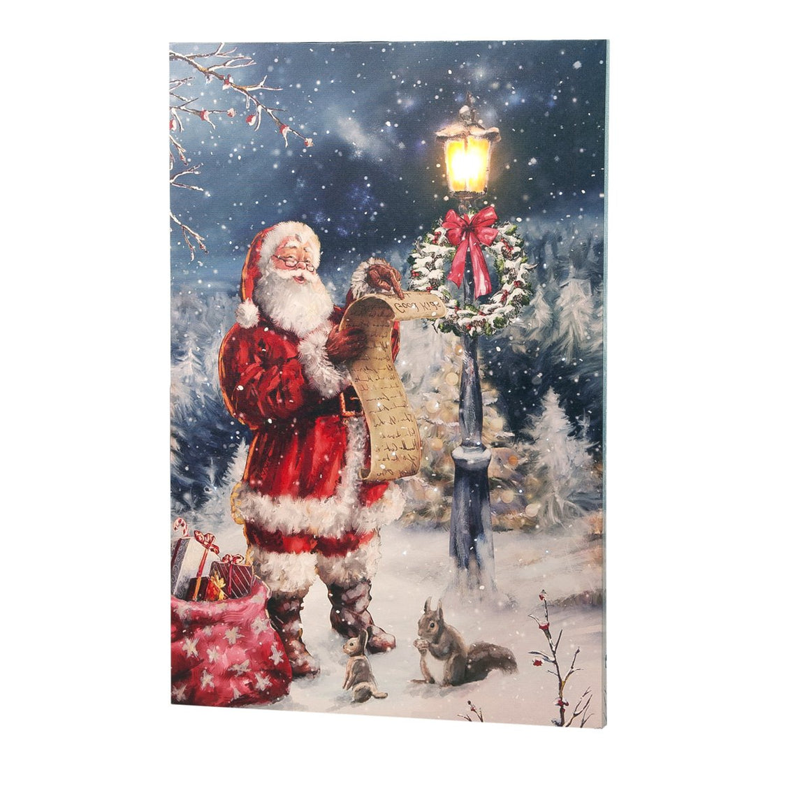 Tela Luminosa 1 LED 40 Fibre Ottiche Babbo Natale Quadro a led Garden Team