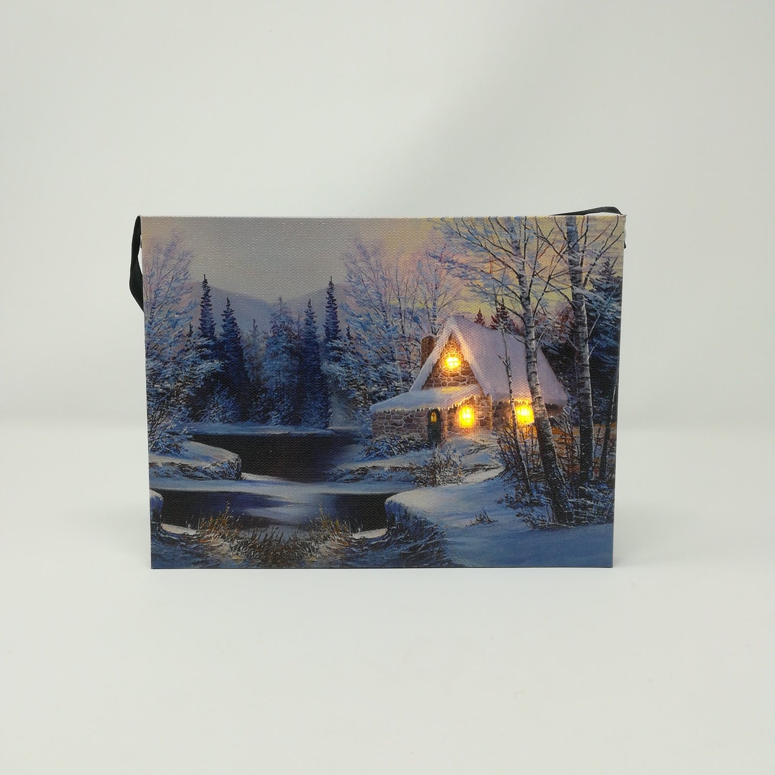 Tela Luminosa 3 LED Villaggio Innevato 20x15 Quadro a Led Garden Team