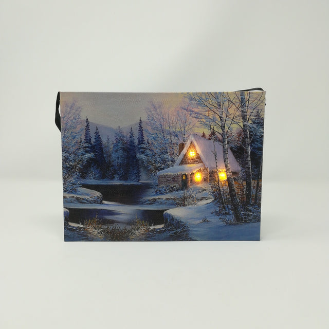 Tela Luminosa 3 LED Villaggio Innevato 20x15 Quadro a Led Garden Team