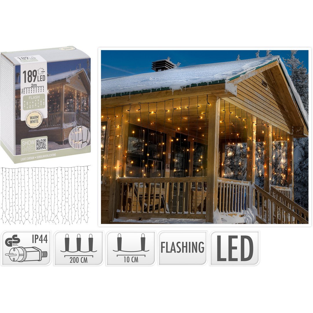 TENDA FLASH 189LED BIANCO CALDO 200X70CM Tende Luminose KOOPMAN
