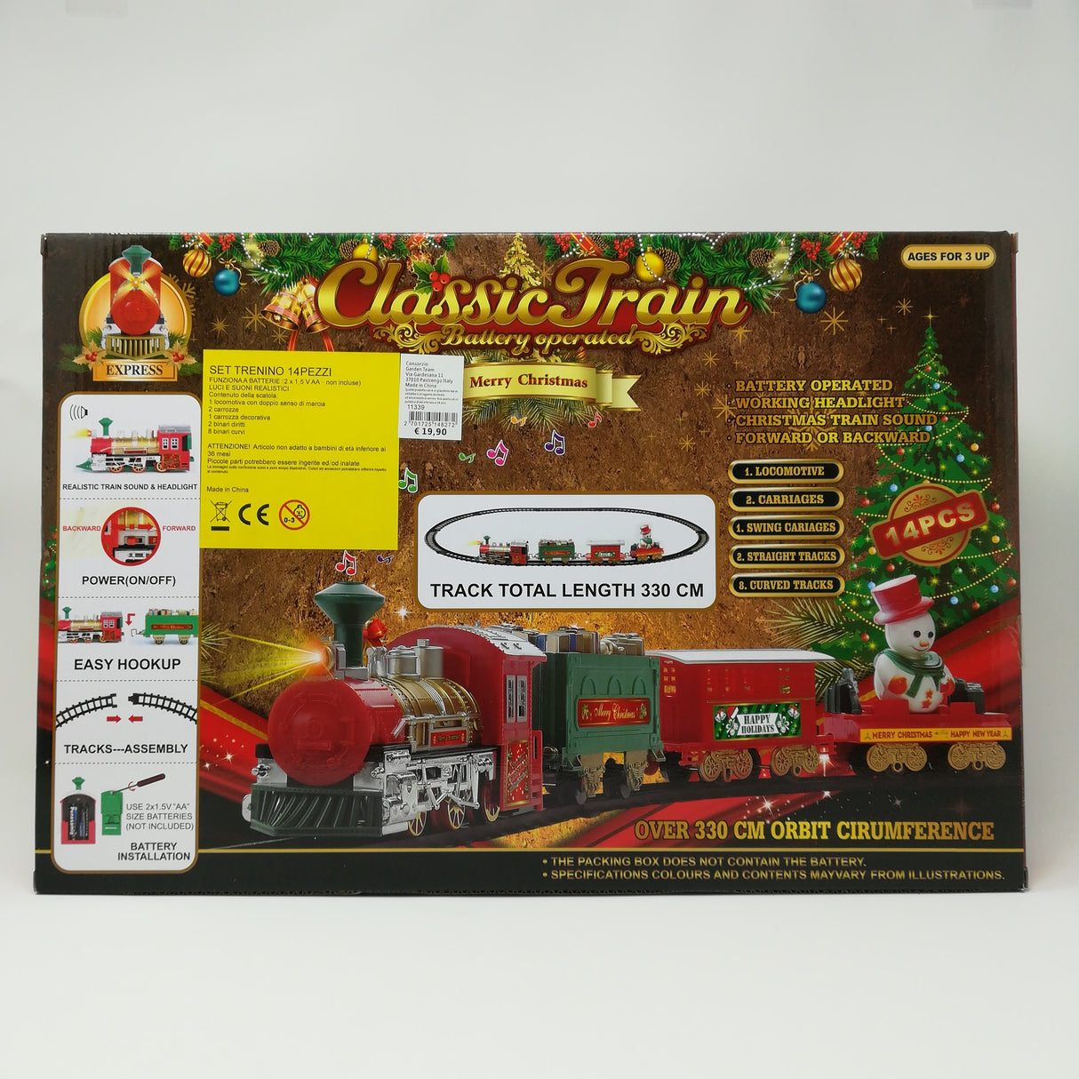 Treno a Batteria con Luce e Musica 14 pezzi Paesaggi e Scene Natalizie Garden Team