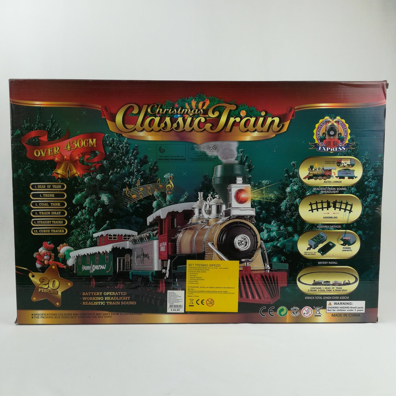 Treno a Batteria con Musica, Suoni e Luci Paesaggi e Scene Natalizie Garden Team