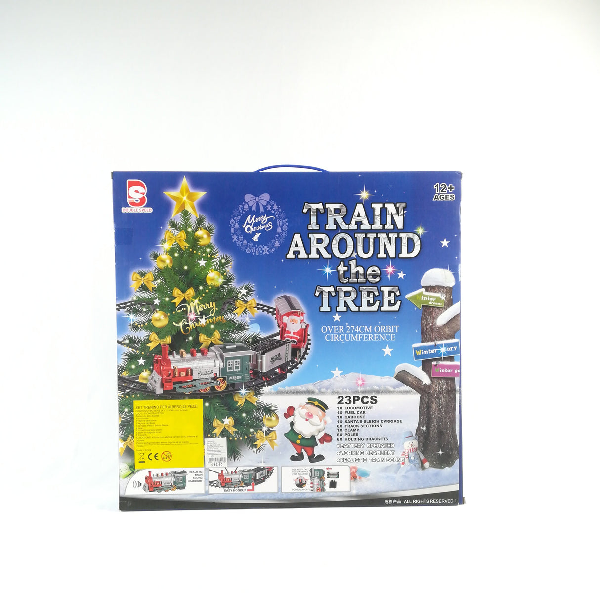 Treno da Albero a Batteria con Luci e Musica Paesaggi e Scene Natalizie Garden Team