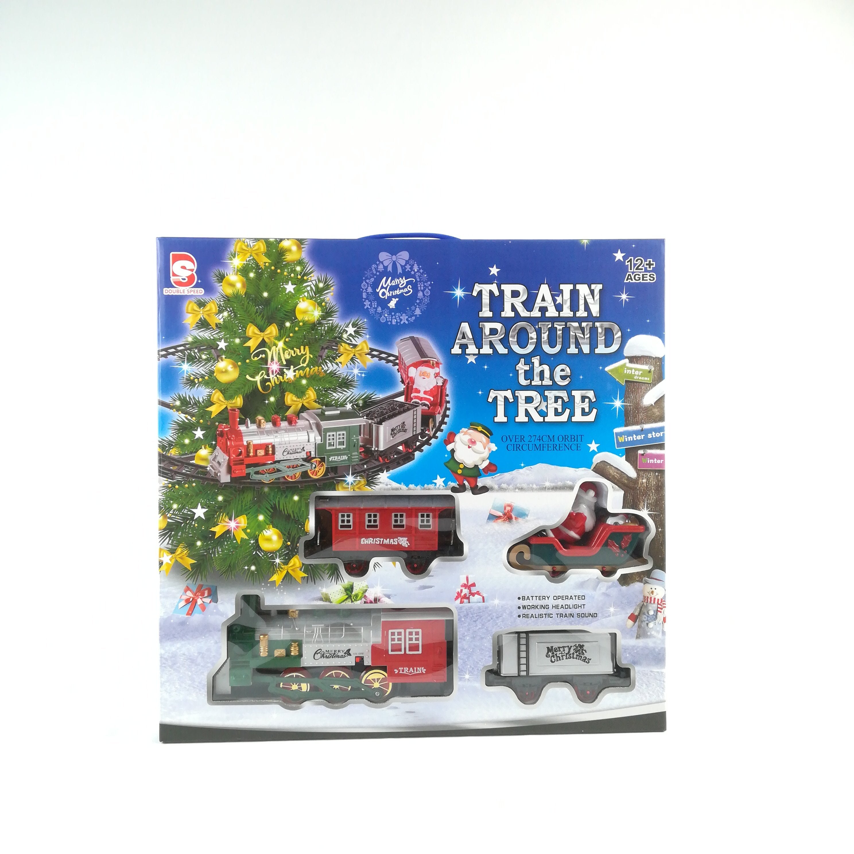 Treno da Albero a Batteria con Luci e Musica Paesaggi e Scene Natalizie Garden Team