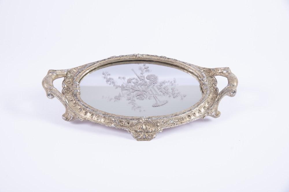 Vassoio 31,5X18,5CM Oro con Specchio Complementi d'arredo Garden Team