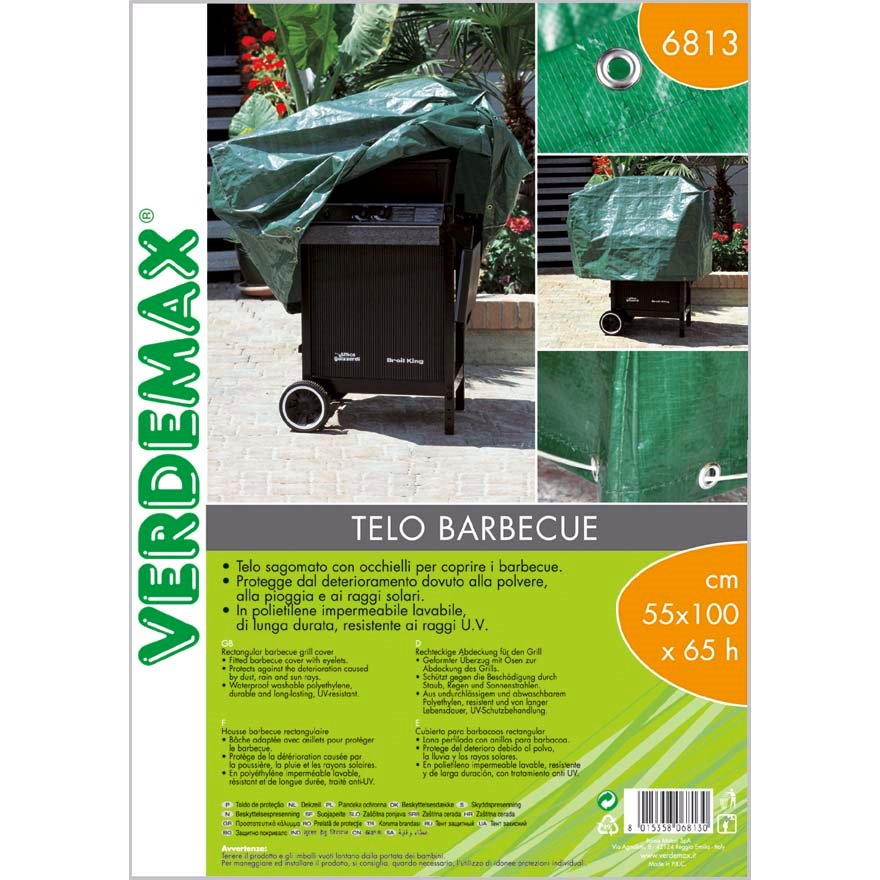 VERDEMAX TELO COPRI BARBECUE SAGOMATO 55X100X65 - 6813 Teli Barbecue Verdemax
