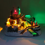 Villaggio con Bimbi, Treno che Gira e Fiume Luminoso Paesaggi e Scene Natalizie Garden Team