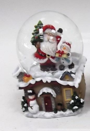 Waterball 65MM Babbo Natale e Pupazzo di Neve su Casetta Waterball Natalizi Garden Team