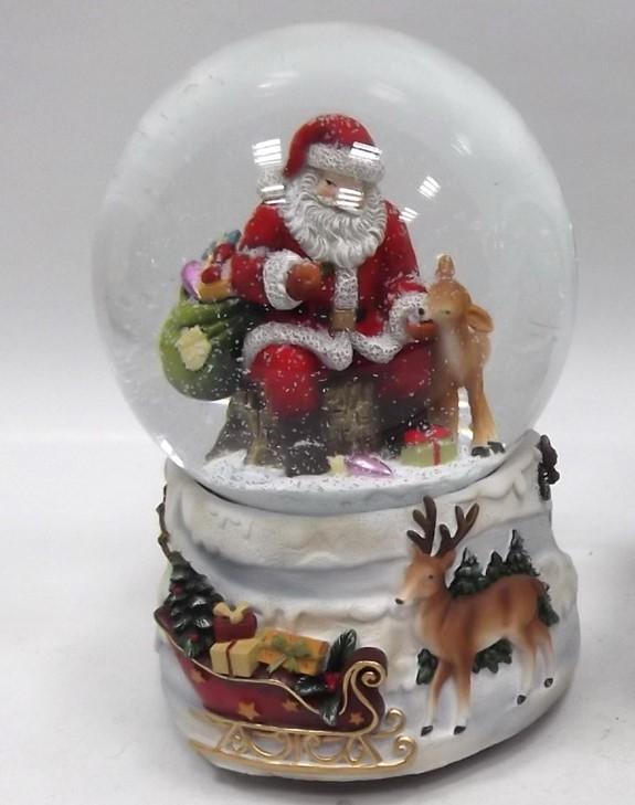 Waterball con Carillon 100MM Babbo Natale con Bambi Waterball Natalizi Garden Team