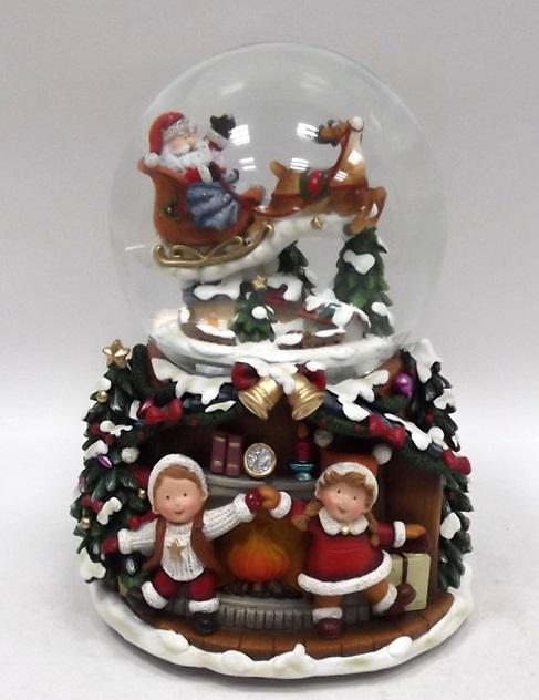Waterball con Musica 100MM Babbo Natale su Slitta Waterball Natalizi Garden Team