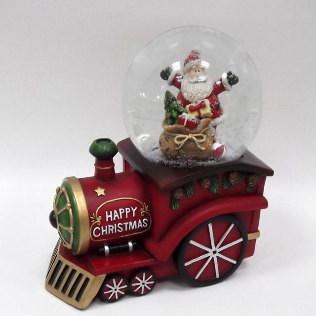 Waterball con Musica 100MM Babbo Natale su Treno Waterball Natalizi Garden Team