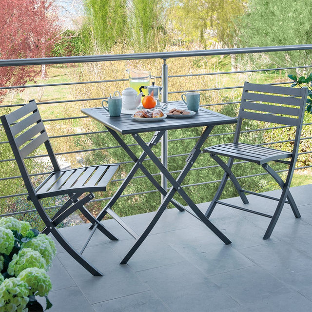 Winny - Set da balcone pieghevole in alluminio antracite Set da Balcone Garden Team
