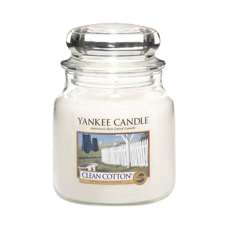 YANKEE CANDLE CANDELA GIARA CLASSICA MEDIA CLEAN COTTON Fragranze Fresh Yankee Candle